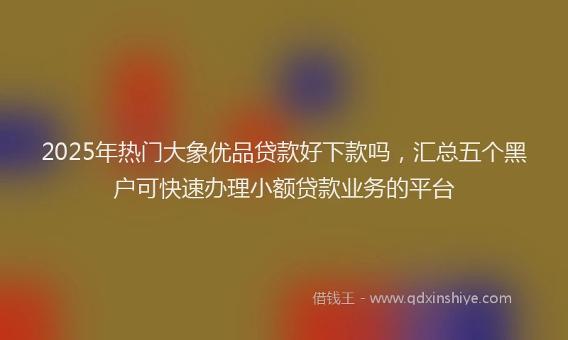 2025年热门大象优品贷款好下款吗，汇总五个黑户可快速办理小额贷款业务的平台