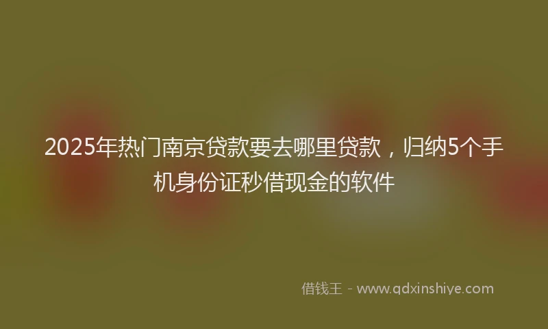 2025年热门南京贷款要去哪里贷款，归纳5个手机身份证秒借现金的软件