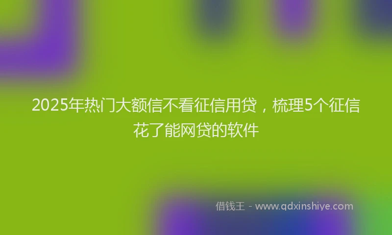 2025年热门大额信不看征信用贷，梳理5个征信花了能网贷的软件