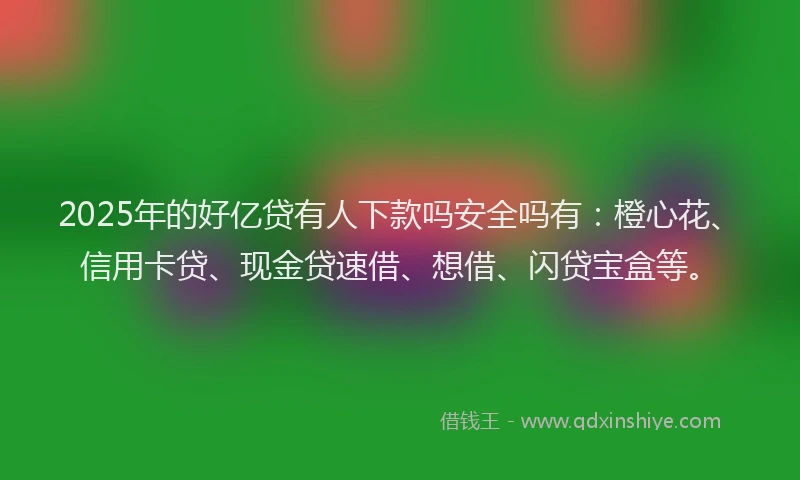 2025年的好亿贷有人下款吗安全吗有：橙心花、信用卡贷、现金贷速借、想借、闪贷宝盒等。