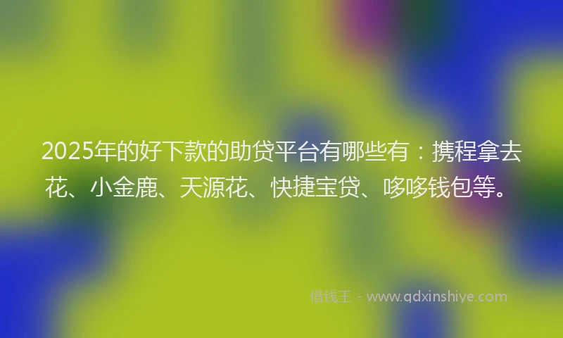 2025年的好下款的助贷平台有哪些有：携程拿去花、小金鹿、天源花、快捷宝贷、哆哆钱包等。