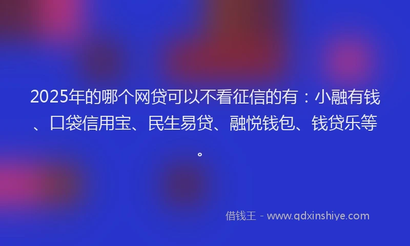 2025年的哪个网贷可以不看征信的有：小融有钱、口袋信用宝、民生易贷、融悦钱包、钱贷乐等。