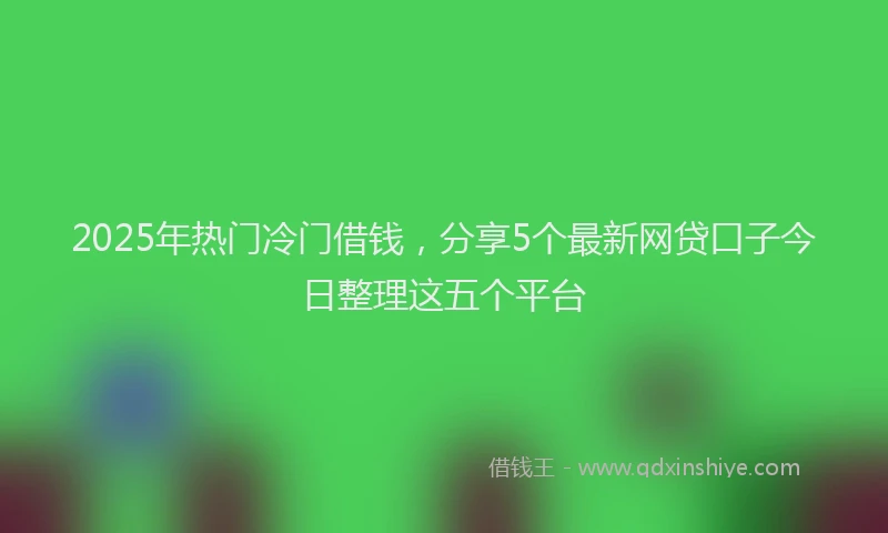 2025年热门冷门借钱，分享5个最新网贷口子今日整理这五个平台