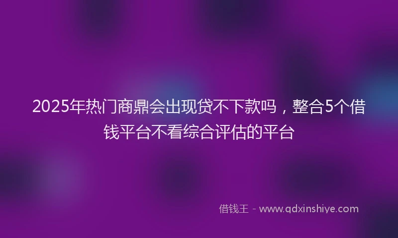 2025年热门商鼎会出现贷不下款吗，整合5个借钱平台不看综合评估的平台