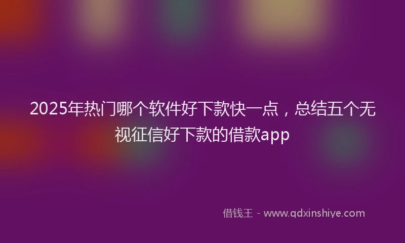 2025年热门哪个软件好下款快一点，总结五个无视征信好下款的借款app