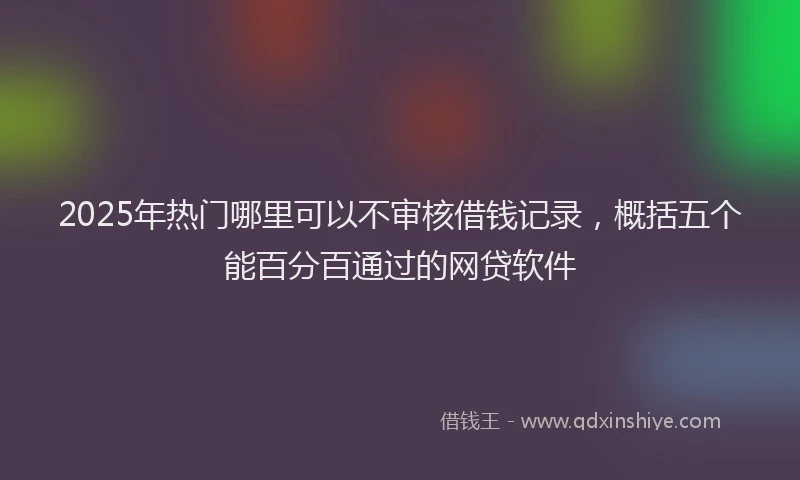 2025年热门哪里可以不审核借钱记录，概括五个能百分百通过的网贷软件