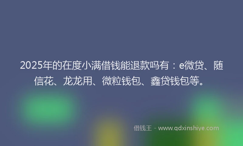 2025年的在度小满借钱能退款吗有：e微贷、随信花、龙龙用、微粒钱包、鑫贷钱包等。