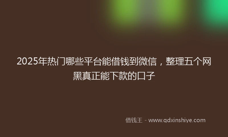 2025年热门哪些平台能借钱到微信，整理五个网黑真正能下款的口子