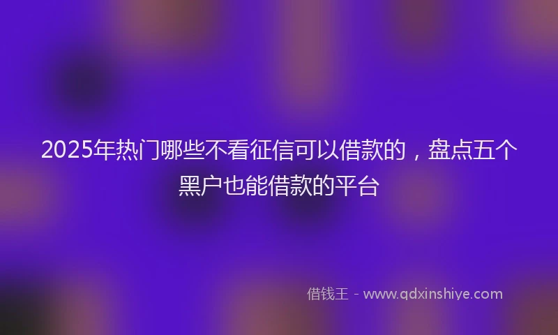 2025年热门哪些不看征信可以借款的，盘点五个黑户也能借款的平台