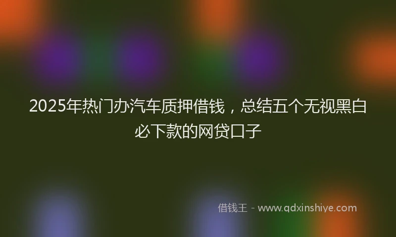 2025年热门办汽车质押借钱，总结五个无视黑白必下款的网贷口子