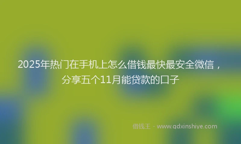2025年热门在手机上怎么借钱最快最安全微信，分享五个11月能贷款的口子