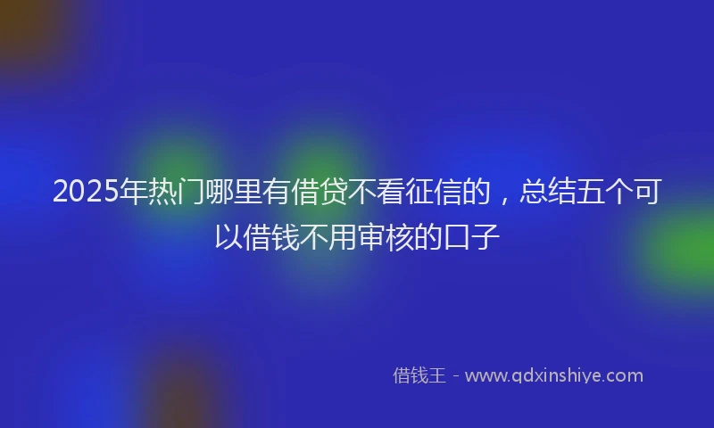 2025年热门哪里有借贷不看征信的，总结五个可以借钱不用审核的口子