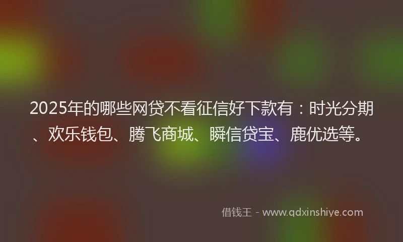 2025年的哪些网贷不看征信好下款有：时光分期、欢乐钱包、腾飞商城、瞬信贷宝、鹿优选等。