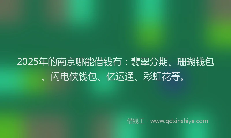 2025年的南京哪能借钱有：翡翠分期、珊瑚钱包、闪电侠钱包、亿运通、彩虹花等。