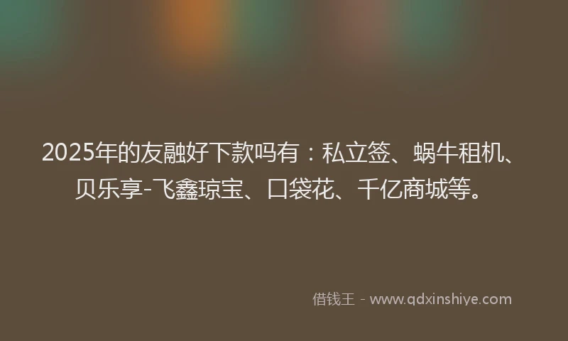 2025年的友融好下款吗有：私立签、蜗牛租机、贝乐享-飞鑫琼宝、口袋花、千亿商城等。