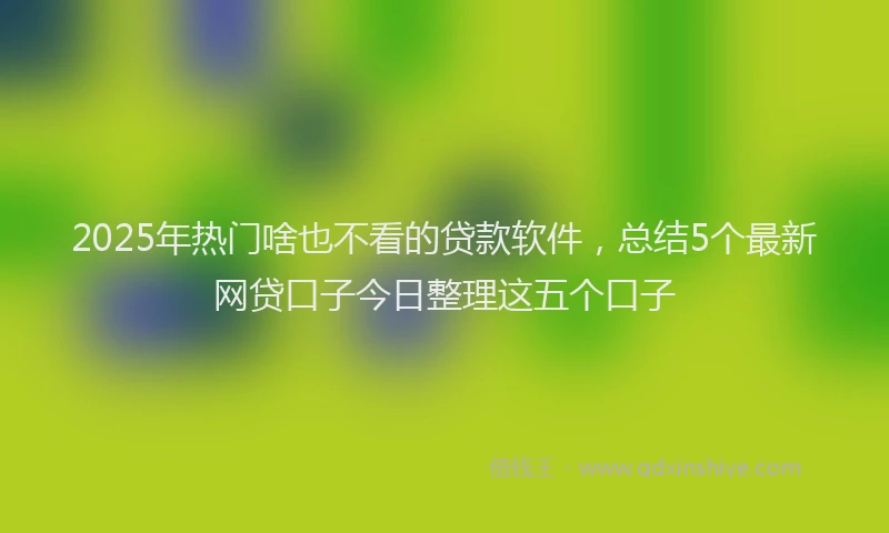 2025年热门啥也不看的贷款软件，总结5个最新网贷口子今日整理这五个口子