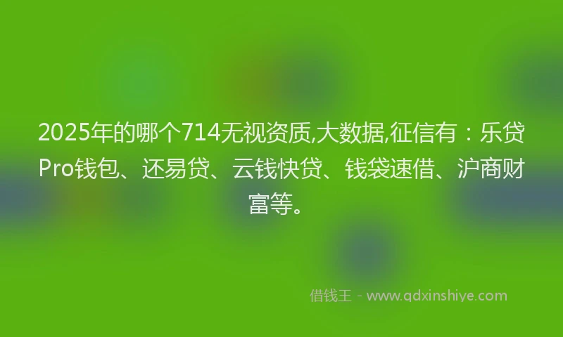 2025年的哪个714无视资质,大数据,征信有：乐贷Pro钱包、还易贷、云钱快贷、钱袋速借、沪商财富等。