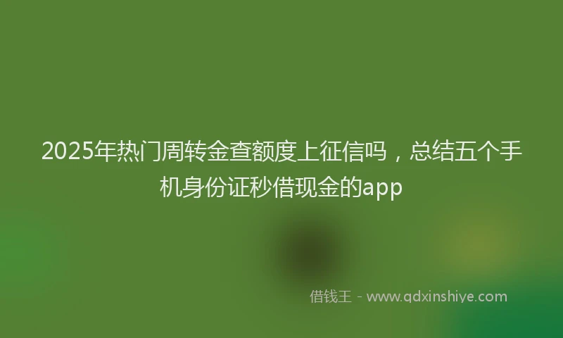 2025年热门周转金查额度上征信吗，总结五个手机身份证秒借现金的app