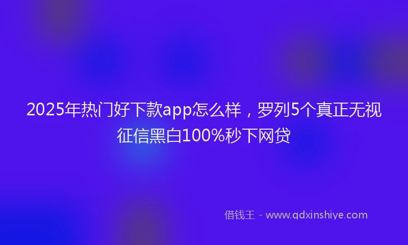 2025年热门好下款app怎么样，罗列5个真正无视征信黑白100%秒下网贷