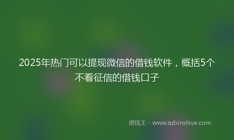 2025年热门可以提现微信的借钱软件，概括5个不看征信的借钱口子
