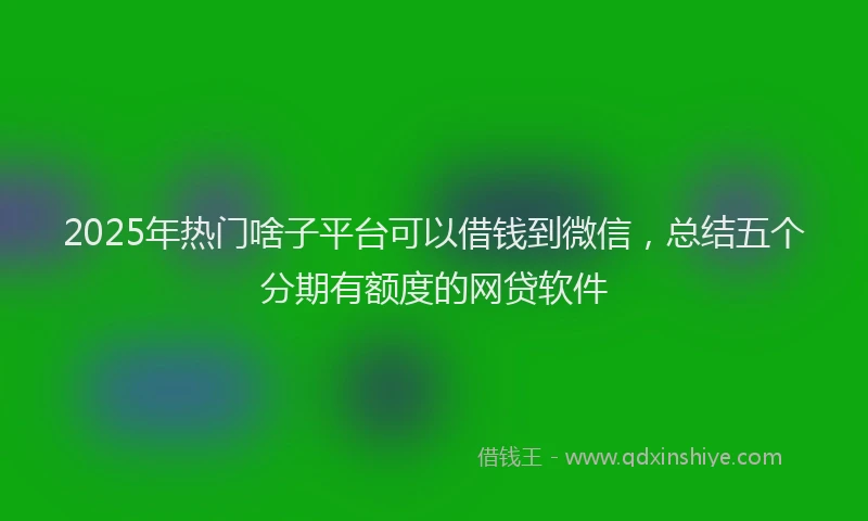 2025年热门啥子平台可以借钱到微信，总结五个分期有额度的网贷软件