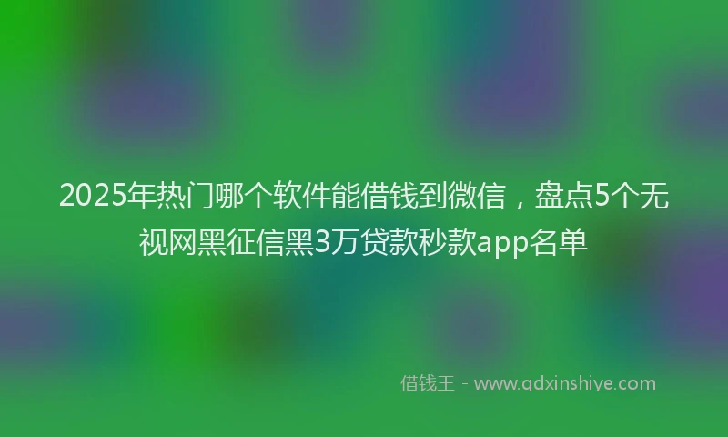 2025年热门哪个软件能借钱到微信，盘点5个无视网黑征信黑3万贷款秒款app名单