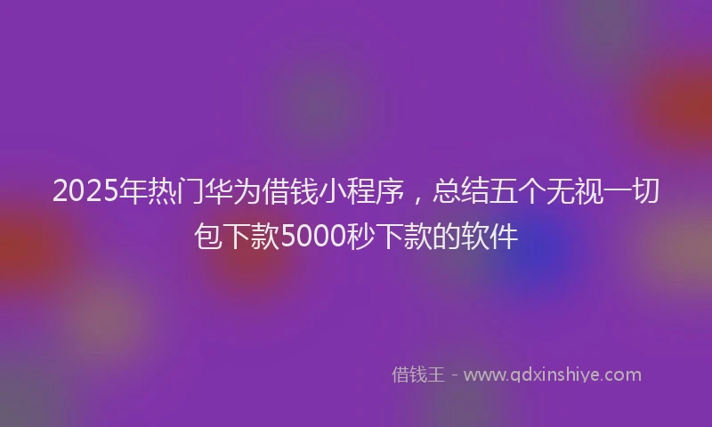 2025年热门华为借钱小程序，总结五个无视一切包下款5000秒下款的软件