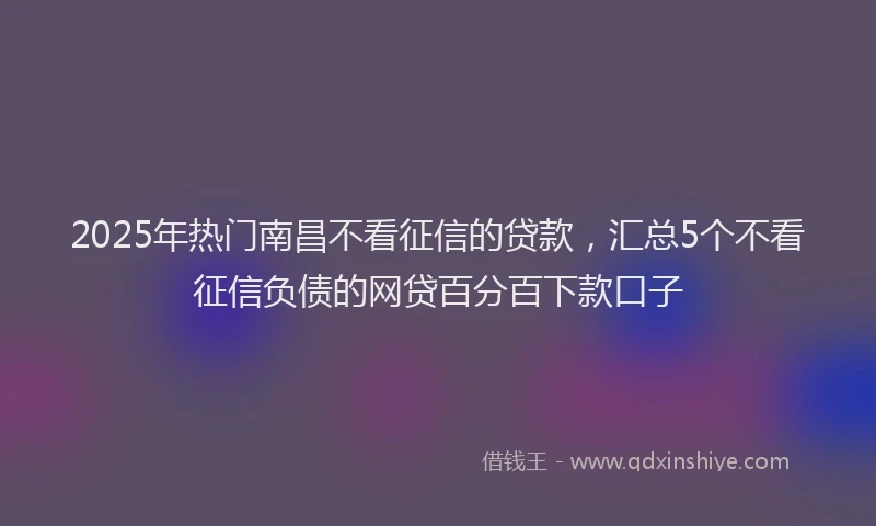 2025年热门南昌不看征信的贷款，汇总5个不看征信负债的网贷百分百下款口子