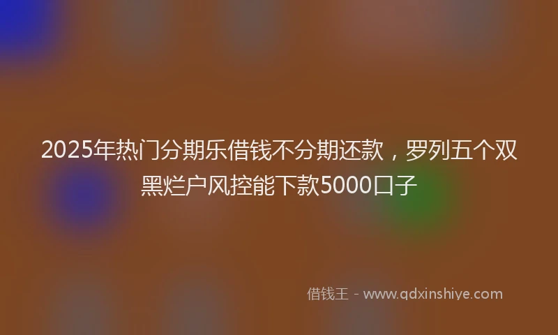 2025年热门分期乐借钱不分期还款，罗列五个双黑烂户风控能下款5000口子