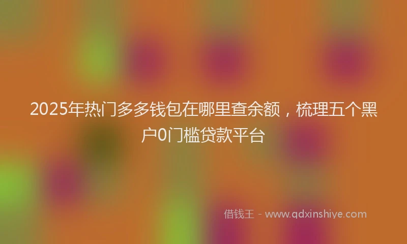 2025年热门多多钱包在哪里查余额，梳理五个黑户0门槛贷款平台