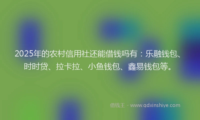 2025年的农村信用社还能借钱吗有：乐融钱包、时时贷、拉卡拉、小鱼钱包、鑫易钱包等。