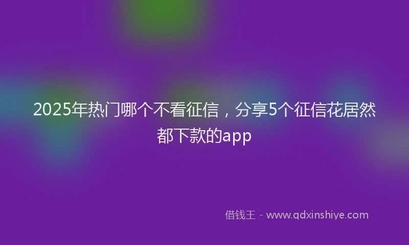 2025年热门哪个不看征信，分享5个征信花居然都下款的app