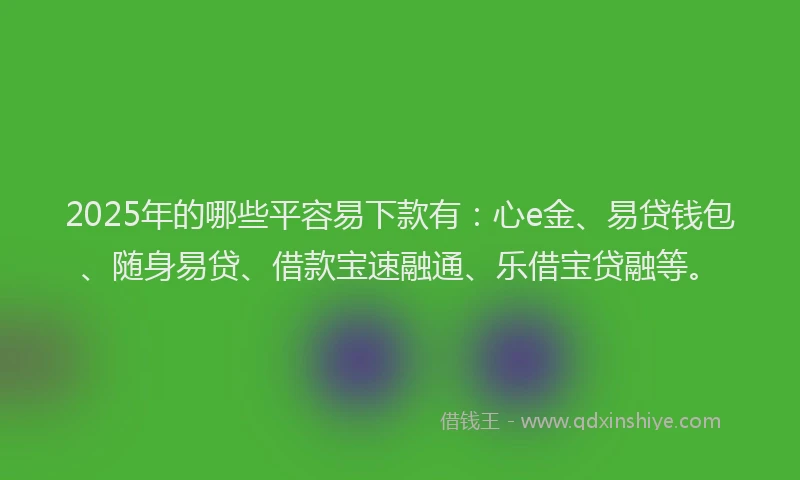 2025年的哪些平容易下款有：心e金、易贷钱包、随身易贷、借款宝速融通、乐借宝贷融等。