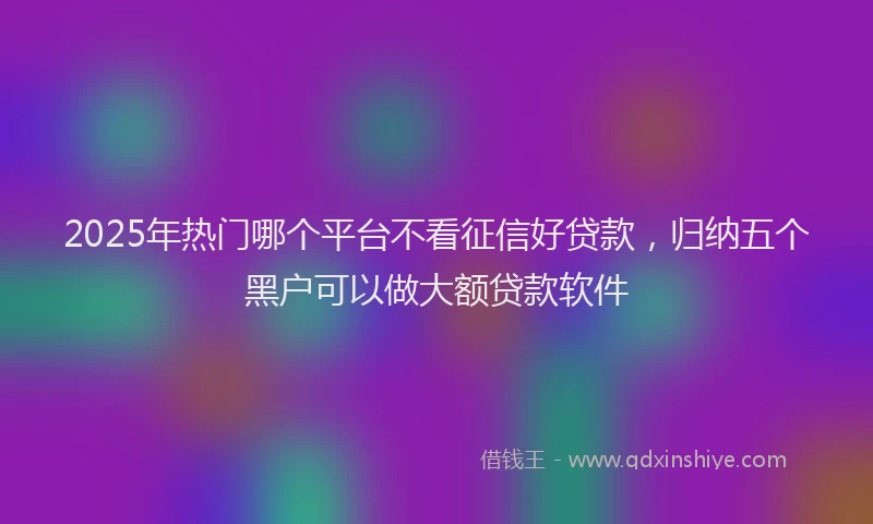 2025年热门哪个平台不看征信好贷款，归纳五个黑户可以做大额贷款软件