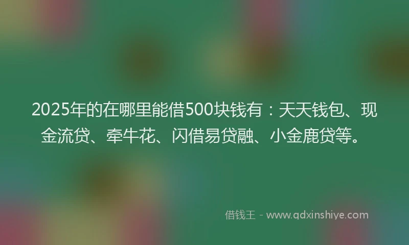 2025年的在哪里能借500块钱有：天天钱包、现金流贷、牵牛花、闪借易贷融、小金鹿贷等。