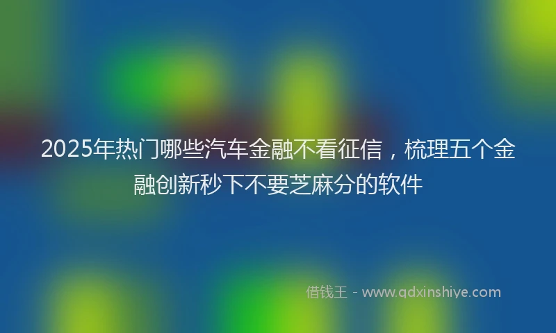 2025年热门哪些汽车金融不看征信，梳理五个金融创新秒下不要芝麻分的软件