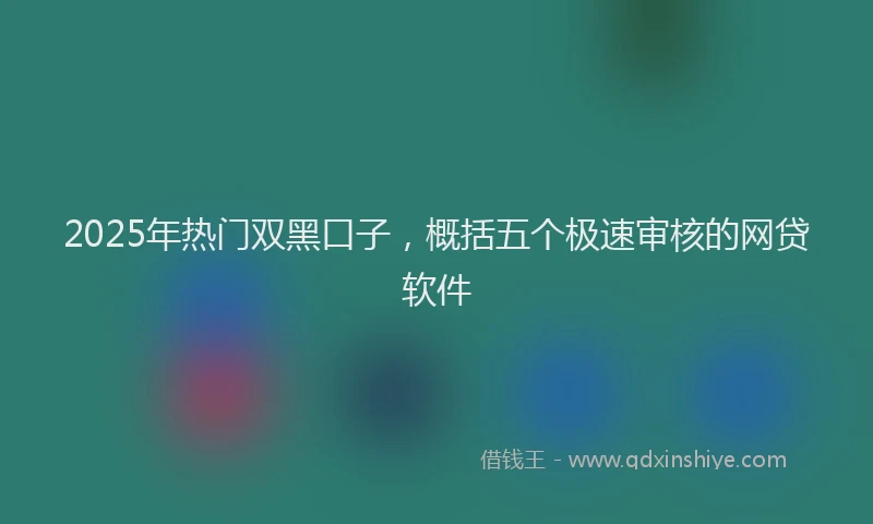 2025年热门双黑口子，概括五个极速审核的网贷软件