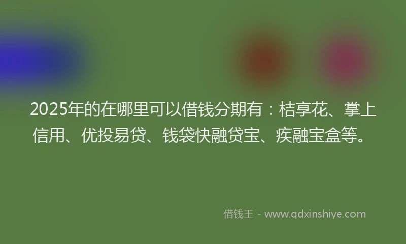 2025年的在哪里可以借钱分期有：桔享花、掌上信用、优投易贷、钱袋快融贷宝、疾融宝盒等。