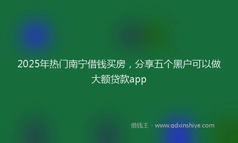2025年热门南宁借钱买房，分享五个黑户可以做大额贷款app