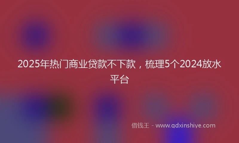 2025年热门商业贷款不下款，梳理5个2024放水平台