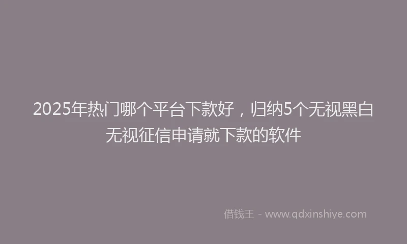 2025年热门哪个平台下款好，归纳5个无视黑白无视征信申请就下款的软件