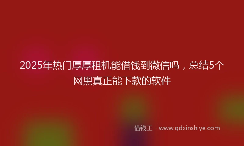 2025年热门厚厚租机能借钱到微信吗，总结5个网黑真正能下款的软件