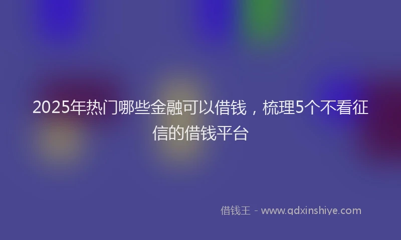 2025年热门哪些金融可以借钱，梳理5个不看征信的借钱平台