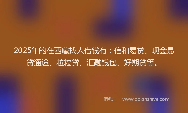 2025年的在西藏找人借钱有：信和易贷、现金易贷通途、粒粒贷、汇融钱包、好期贷等。