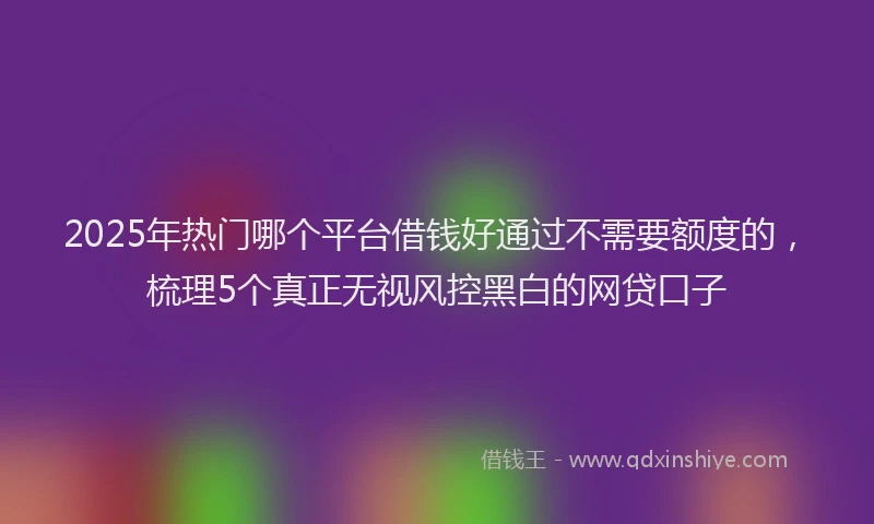 2025年热门哪个平台借钱好通过不需要额度的，梳理5个真正无视风控黑白的网贷口子