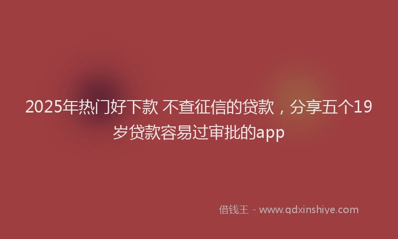 2025年热门好下款 不查征信的贷款，分享五个19岁贷款容易过审批的app