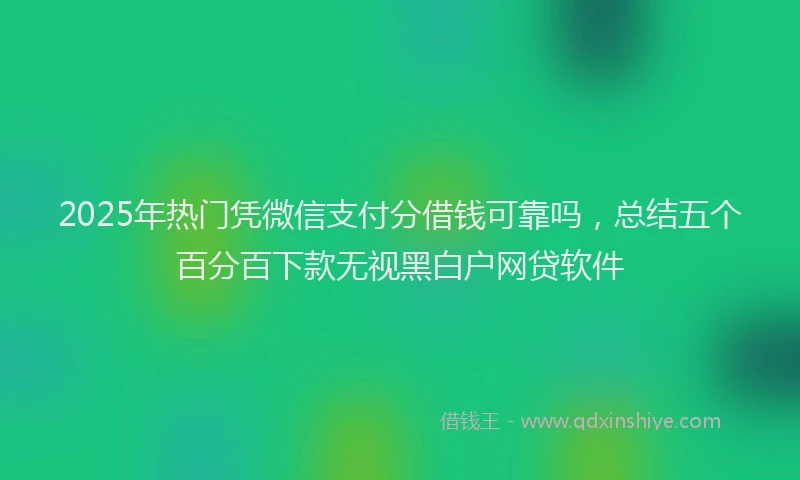 2025年热门凭微信支付分借钱可靠吗，总结五个百分百下款无视黑白户网贷软件