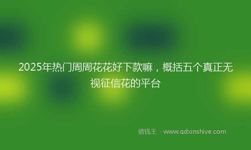 2025年热门周周花花好下款嘛，概括五个真正无视征信花的平台