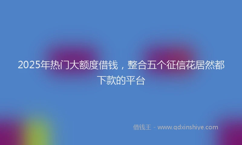 2025年热门大额度借钱，整合五个征信花居然都下款的平台