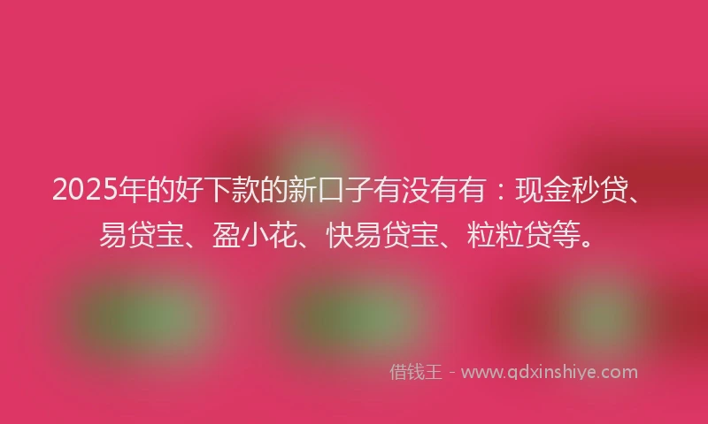 2025年的好下款的新口子有没有有：现金秒贷、易贷宝、盈小花、快易贷宝、粒粒贷等。